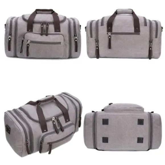 New Canvas Duffle Bag Large Capacity Grey - Picture 5 of 6